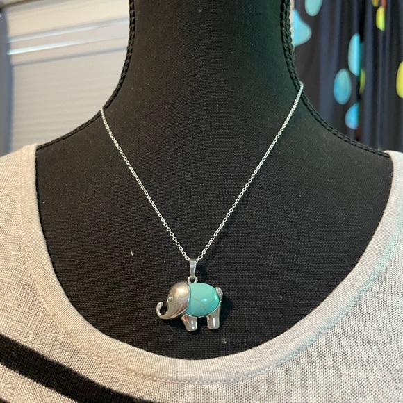Charming Turquoise Elephant Necklace - Picture 4 of 7
